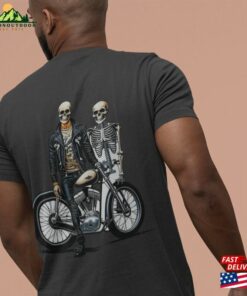 Halloween Gift For Biker Dad Unisex T Shirts Skeleton T Shirt Classic Sweatshirt 3