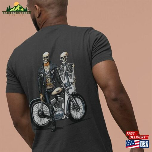 Halloween Gift For Biker Dad Unisex T-Shirts Skeleton T-Shirt Classic Sweatshirt