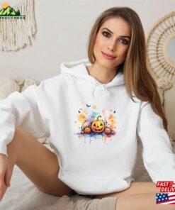 Halloween Pumpkin Watercolor Hoodie T-Shirt Classic
