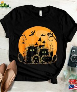 Halloween Shirt Black Cat Pumpkin Moon Happy Sweatshirt T-Shirt