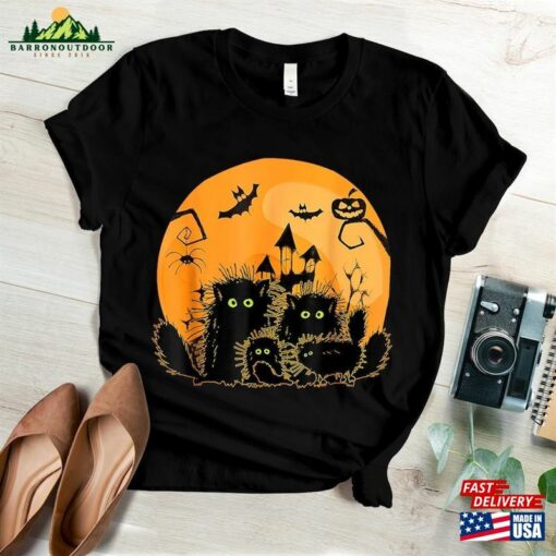 Halloween Shirt Black Cat Pumpkin Moon Happy Sweatshirt T-Shirt