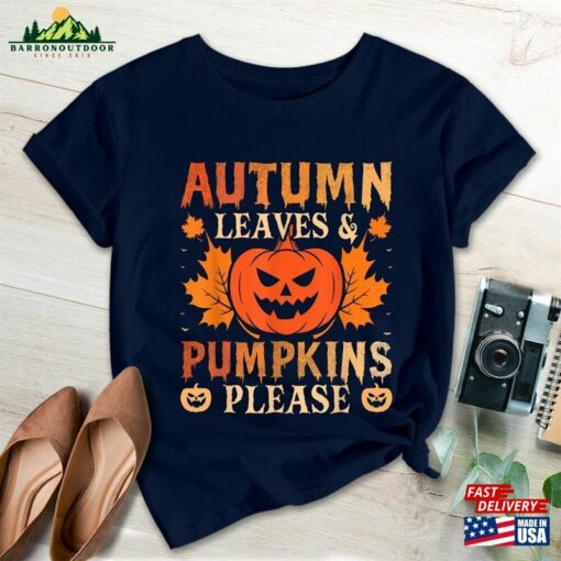 Halloween Shirt Fall Autumn Leaves Pumpkin Happy Sweatshirt Unisex
