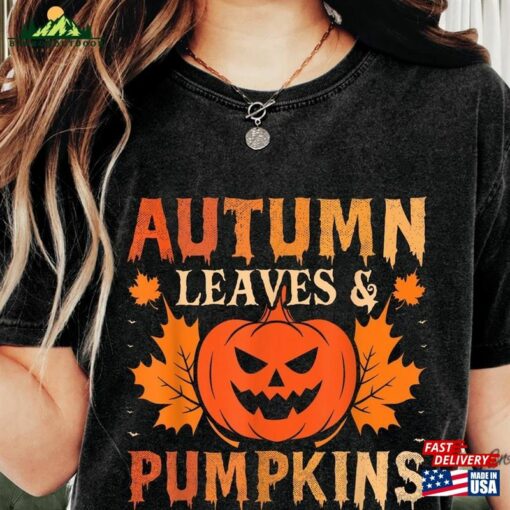 Halloween Shirt Fall Autumn Leaves Pumpkin Happy Sweatshirt Unisex