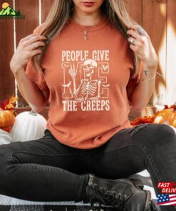 Halloween Shirt Skeleton Hand Trendy 2023 People Give Me The Creeps Spooky Season T-Shirt Comfort Colors® Unisex Garment Dyed Hoodie Classic