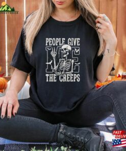 Halloween Shirt Skeleton Hand Trendy 2023 People Give Me The Creeps Spooky Season T-Shirt Comfort Colors® Unisex Garment Dyed Hoodie Classic