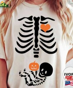 Halloween Skeleton Shirt Maternity Comfort Colors Pregnant T-Shirt Hoodie