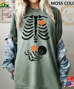 Halloween Skeleton Shirt Maternity Comfort Colors Pregnant T-Shirt Hoodie