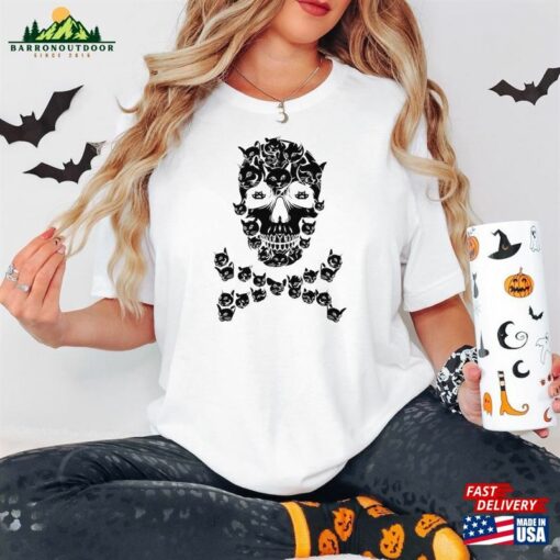 Halloween Skull Sweatshirt Cat Shirt Black Sweater Classic