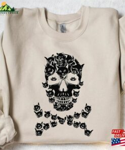 Halloween Skull Sweatshirt Cat Shirt Black Sweater Classic