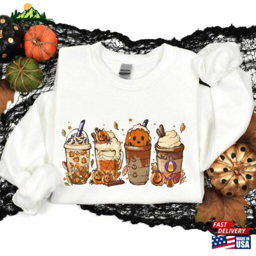 Halloween Spooky Coffee Sweater Witch Shirt Lover Sweatshirt T-Shirt Hoodie