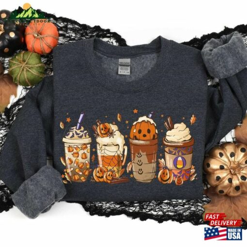 Halloween Spooky Coffee Sweater Witch Shirt Lover Sweatshirt T-Shirt Hoodie