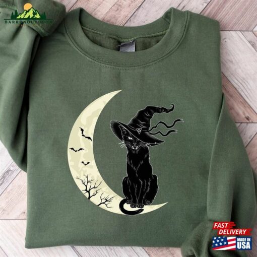 Halloween Sweatshirt Black Cat Shirt Sweater Classic