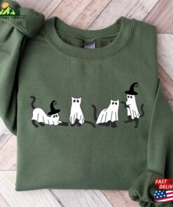 Halloween Sweatshirt Cat Ghost Shirt Classic