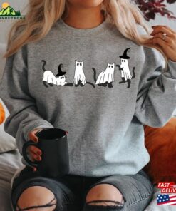 Halloween Sweatshirt Cat Ghost Shirt Classic 4