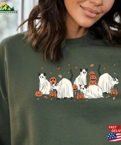 Halloween Sweatshirt Cat Ghost Shirt T-Shirt Hoodie