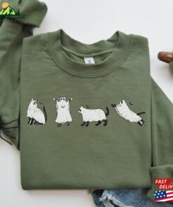Halloween Sweatshirt Cat Ghost Shirt Unisex 4