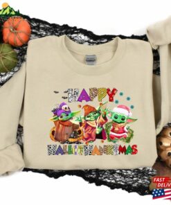 Halloween Thanksgiving Christmas Baby Yoda Shirt Happy Hallothanksmas Sweatshirts Shirts Sweatshirt Unisex 2 Halloween Thanksgiving Christmas Baby Yoda Shirt Happy Hallothanksmas Sweatshirts Shirts Sweatshirt Unisex 3