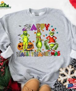 Halloween Thanksgiving Christmas Shirt Happy Hallothanksmas Sweatshirts Funny Unisex Hoodie