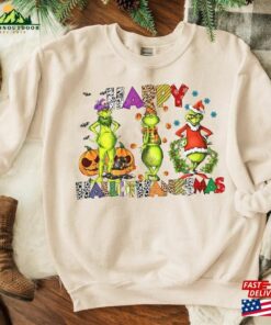 Halloween Thanksgiving Christmas Shirt Happy Hallothanksmas Sweatshirts Funny Unisex Hoodie