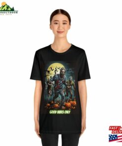 Halloween Zombie Horde Good Vibes Only Pumpkins Bats Funny Shirt T-Shirt Unisex 2 Halloween Zombie Horde Good Vibes Only Pumpkins Bats Funny Shirt T Shirt Unisex 3