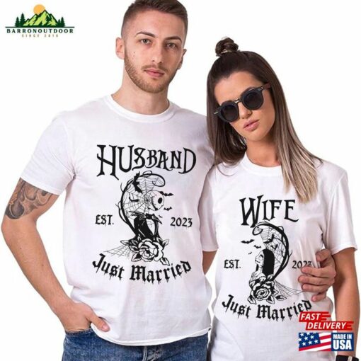 Disney Halloween Couple Jack And Sally Shirt Husband Wife Just Married Anniversary Matching Classic T-Shirt