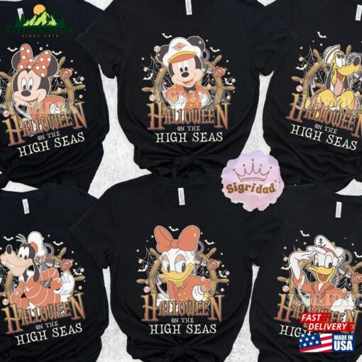 Disney Halloween On The High Seas 2023 Shirt Mickey And Friends Cruise Family Sweatshirt Unisex