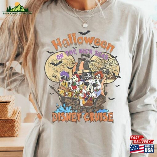 Disney Halloween On The High Seas 2023 Shirt Retro T-Shirt Cruise Tee Birthday Gift Funny Classic Unisex