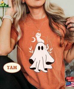 Ghost Cat Halloween Shirt Cute Classic Unisex