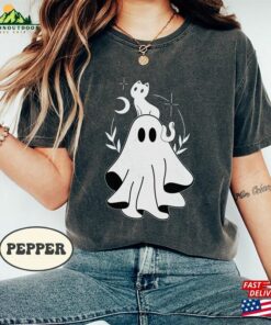 Ghost Cat Halloween Shirt Cute Classic Unisex