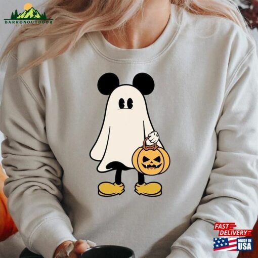 Ghost Halloween Disney Inspired Mickey Mouse Sweatshirt Retro Spooky Season Scary Tee Classic Unisex