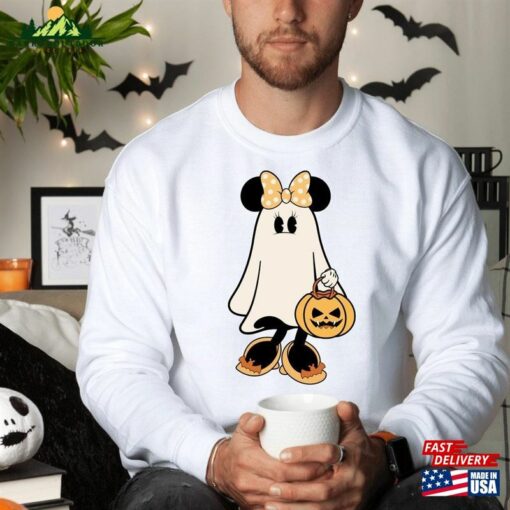 Ghost Halloween Disney Inspired Minnie Mouse Shirt Vintage Spooky Season Mickey Scary Unisex Sweatshirt