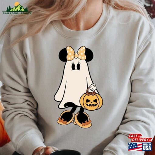 Ghost Halloween Disney Inspired Minnie Mouse Shirt Vintage Spooky Season Mickey Scary Unisex Sweatshirt