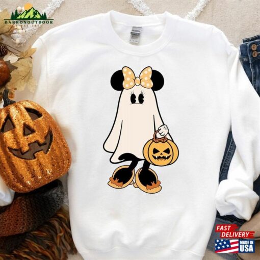 Ghost Halloween Disney Inspired Minnie Mouse Sweatshirt Vintage Spooky Season Tee Mickey Scary Shirt Hoodie Unisex