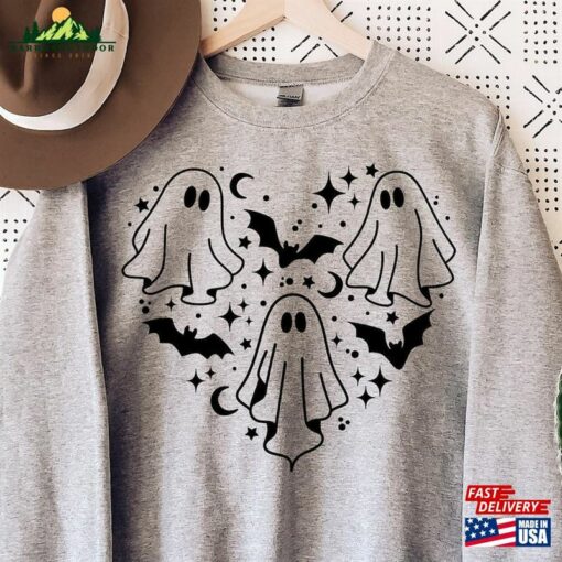 Ghost Heart Sweatshirt Funny Halloween Lover Gift Shirt Classic