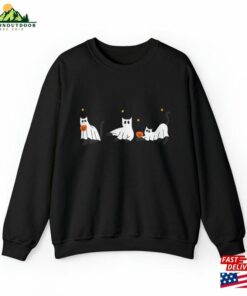 Gildan Cat Ghost Sweatshirt Halloween Lovers T-Shirt Unisex