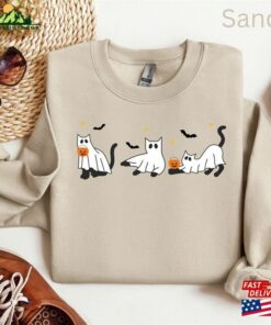 Gildan Cat Ghost Sweatshirt Halloween Lovers T Shirt Unisex 3