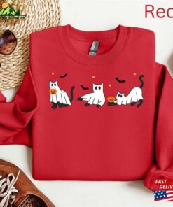 Gildan Cat Ghost Sweatshirt Halloween Lovers T Shirt Unisex 4