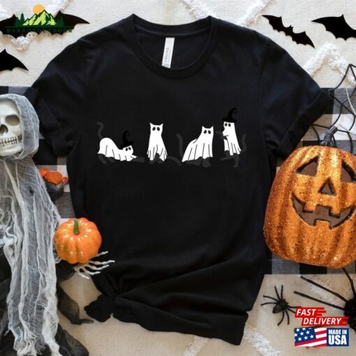 Halloween Black Cat Sweatshirt Ghost Shirt Sweater Hoodie Classic