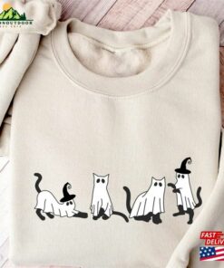 Halloween Black Cat Sweatshirt Ghost Shirt Sweater Hoodie Classic