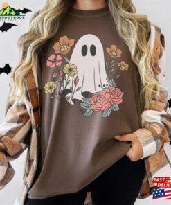 Halloween Boho Floral Ghost Comfort Colors T Shirt T-Shirt Sweatshirt