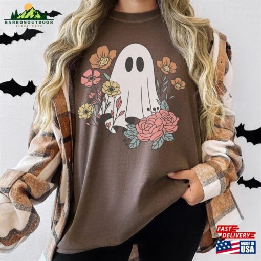 Halloween Boho Floral Ghost Comfort Colors T Shirt T-Shirt Sweatshirt