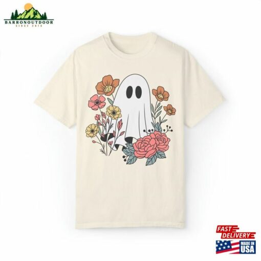 Halloween Boho Floral Ghost Comfort Colors T Shirt T-Shirt Sweatshirt