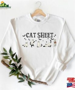 Halloween Cat Ghost Sweatshirt Spooky Womens Classic Hoodie 3