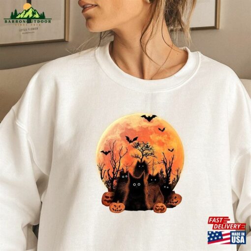 Halloween Cat Sweatshirt And Pumpkin Shirt Black T-Shirt Hoodie