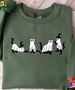 Halloween Cat Sweatshirt Ghost Sweater Unisex Classic