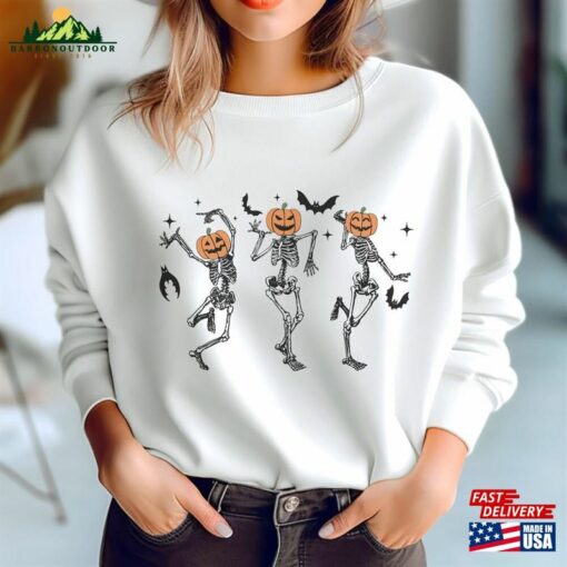 Halloween Dancing Skeleton Sweatshirt Funny Spooky Season Skull Shirt Unisex