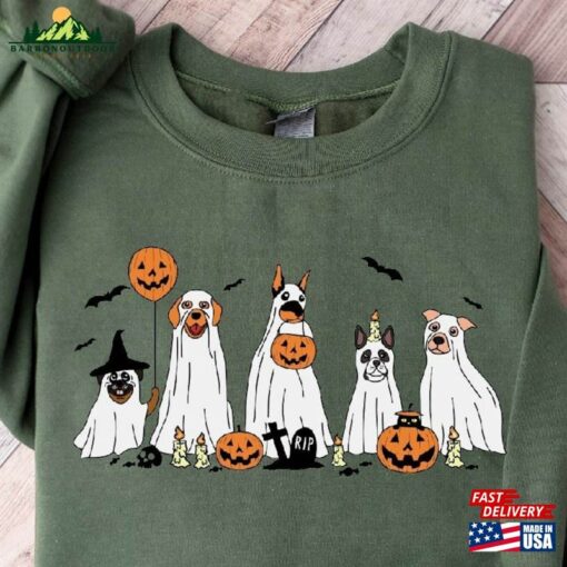 Halloween Dog Ghost Sweatshirt Dogs Sweater Gift For Mom Unisex T-Shirt