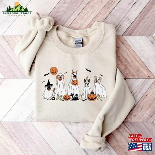 Halloween Dog Ghost Sweatshirt Dogs Sweater Gift For Mom Unisex T-Shirt