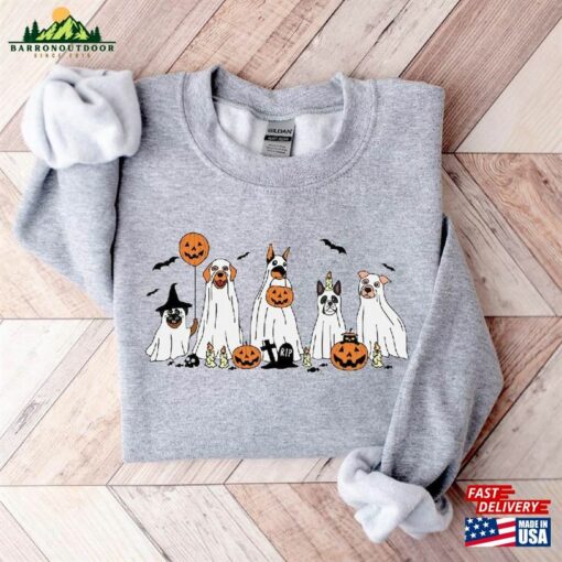 Halloween Dog Ghost Sweatshirt Dogs Sweater Gift For Mom Unisex T-Shirt