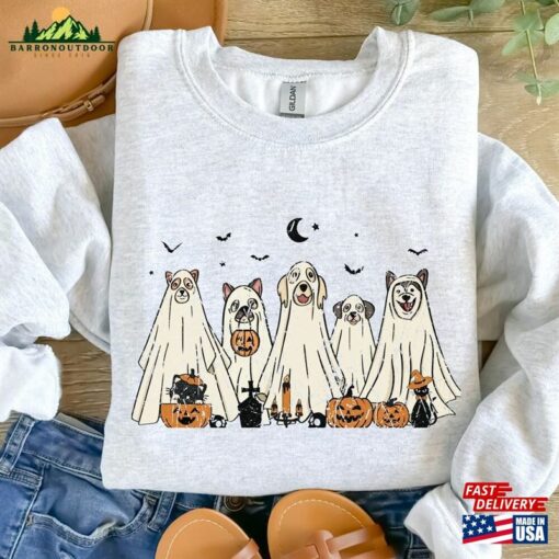 Halloween Dog Ghost Sweatshirt Shirt Classic Unisex